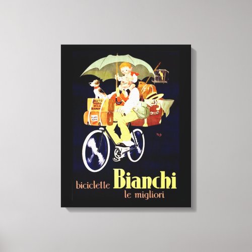 Vintage Italian Bianchi Bicycle Ad Canvas Print