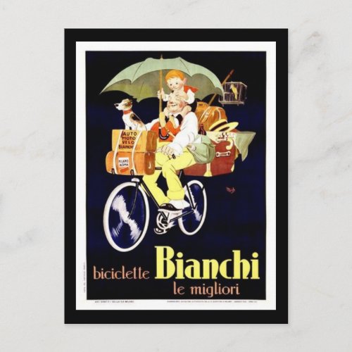 Vintage Italian Bianchi Bicycle Ad Postcard
