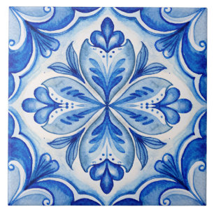 Vintage Italian Blue Maiolica tiles
