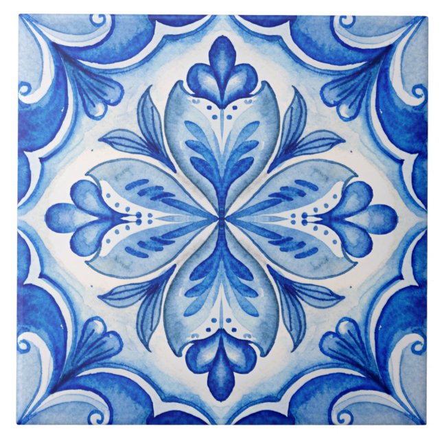 Vintage Italian Blue Maiolica tiles (Front)