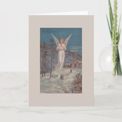 Vintage Italian Buon Natale Angel Christmas Card