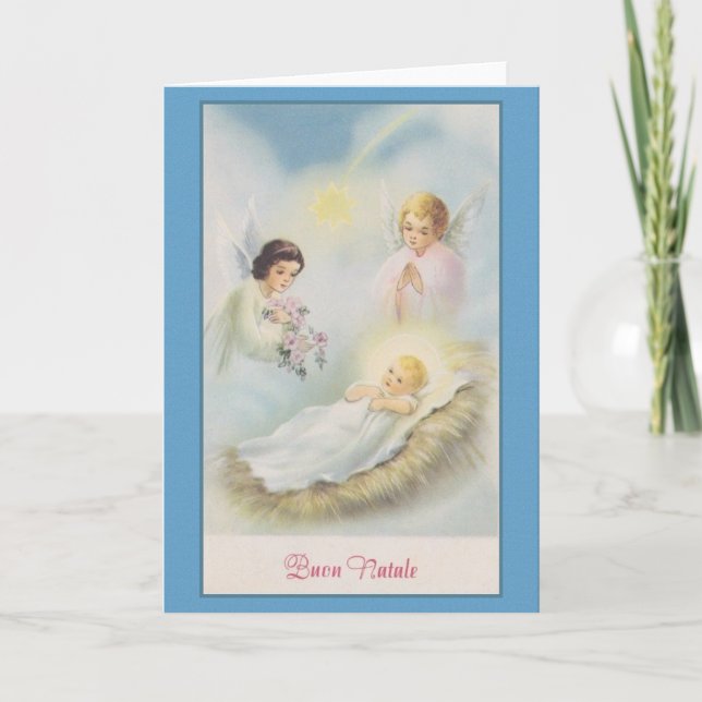 Vintage Italian Buon Natale Christmas Card (Front)