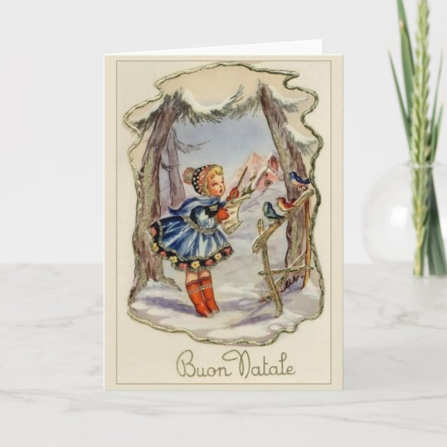 Vintage Italian Buon Natale Christmas Card (Front)