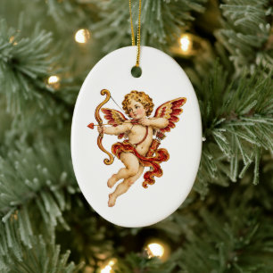 Vintage Italian Cherub in Red Ceramic Ornament