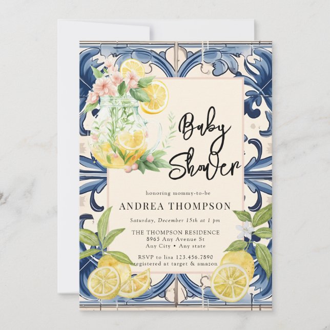 Vintage Italian | Citrus Lemon | Baby Shower Invitation (Front)