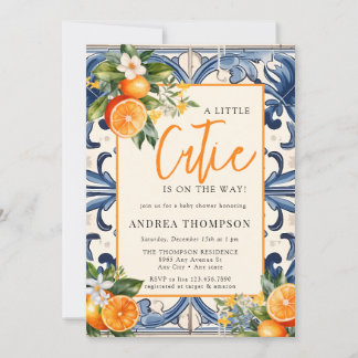 Vintage Italian | Citrus Orange | Baby Shower Invitation