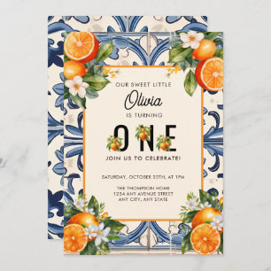 Vintage Italian Citrus Orange First Birthday Invitation