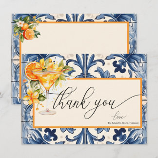 Vintage Italian | Citrus Orange | Floral Thank You Note Card