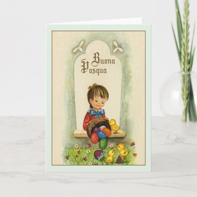 Vintage Italian Easter Buona Pasqua Greeting Card (Front)
