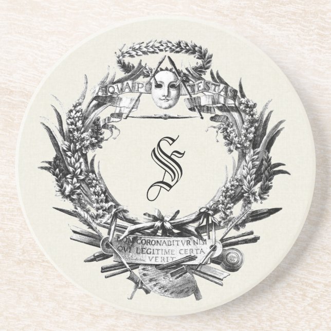 Vintage Italian Ephemera Frame Drink Coaster (Front)