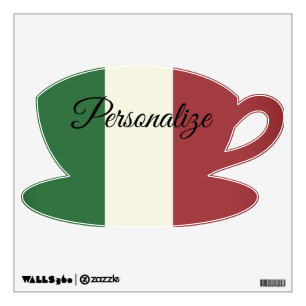 Vintage Italian flag coffee cup wall art decals