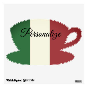 Vintage Italian flag coffee cup wall art decals