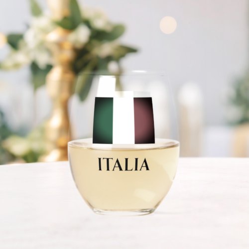 Vintage Italian flag custom stemless wine glass