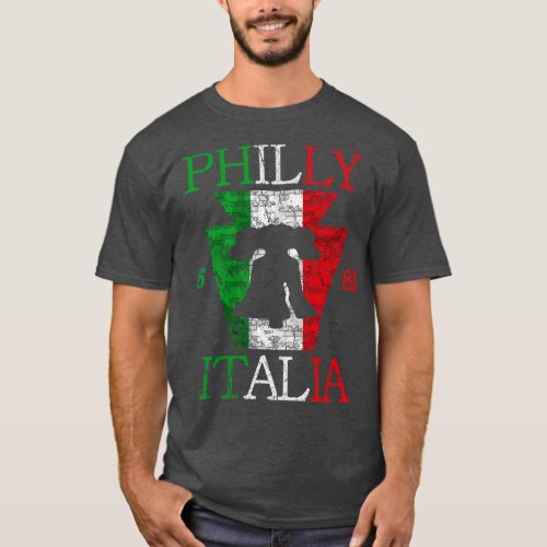 Vintage Italian Flag Liberty Bell Philly Fan Phila T_Shirt