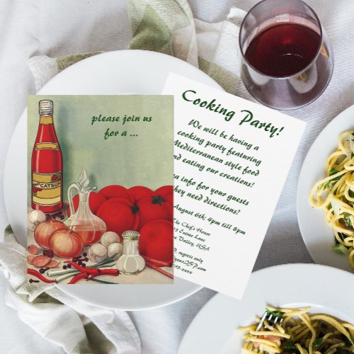 Vintage Italian Food, Tomato Onion Cooking Party Personalized Announcements