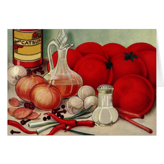 Vintage Italian Food Tomato Onions Peppers Catsup (Front Horizontal)