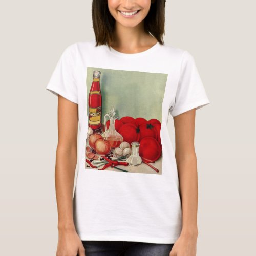 Vintage Italian Food Tomato Onions Peppers Catsup T_Shirt
