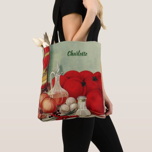 Vintage Italian Food Tomato Onions Peppers Catsup Tote Bag