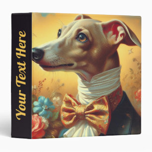 Vintage Italian Greyhound Dog Painting 3 Ring Binder