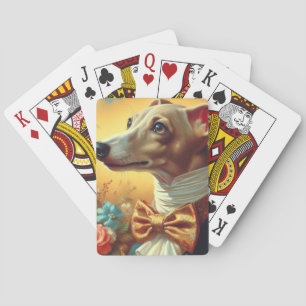 Vintage Italian Greyhound Dog Painting Poker Cards