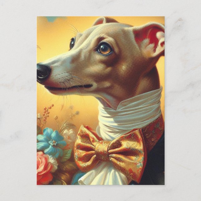 Vintage Italian Greyhound Dog Painting Postcard (Front)