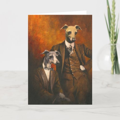Vintage Italian Greyhound Gentlemen Greetings Card
