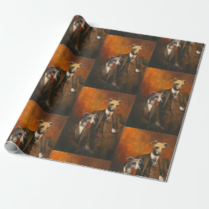 Vintage Italian Greyhound Gentlemen Wrapping Paper