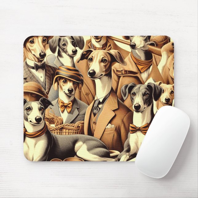 Vintage Italian Greyhound Illustration Mouse Pad (With Mouse)