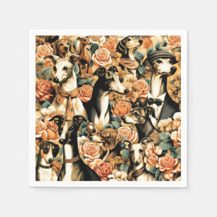 Vintage Italian Greyhound Illustration Napkins