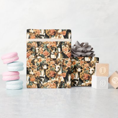 Vintage Italian Greyhound Illustration Wrapping Paper