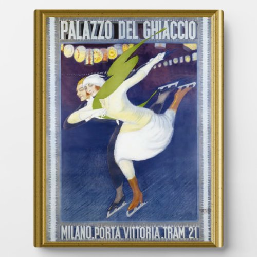 Vintage Italian ice skating poster Plaque