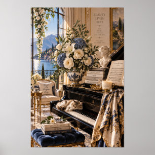Vintage Italian Lake Piano Wall Art