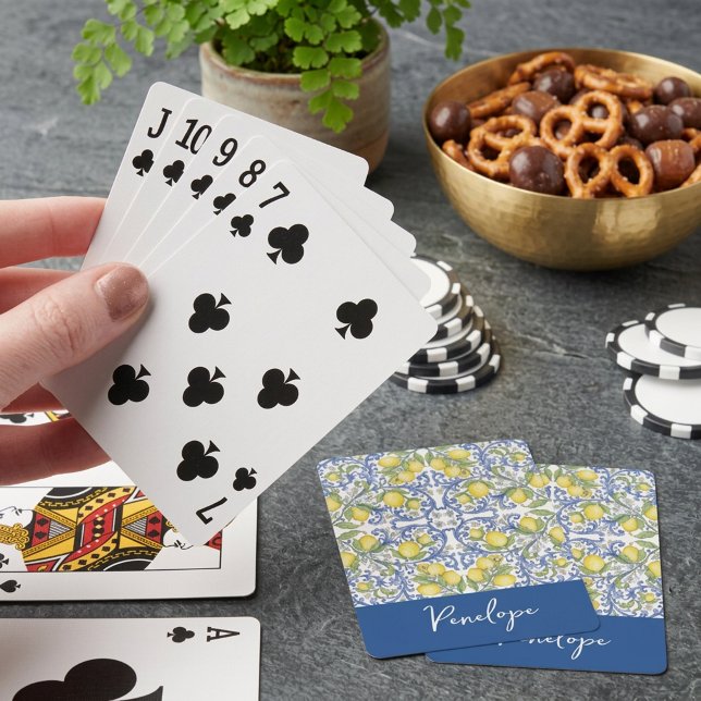 Vintage Italian Lemon Ceramic Pattern Poker Cards (Vintage Italian Lemon Ceramic Pattern Poker Cards)