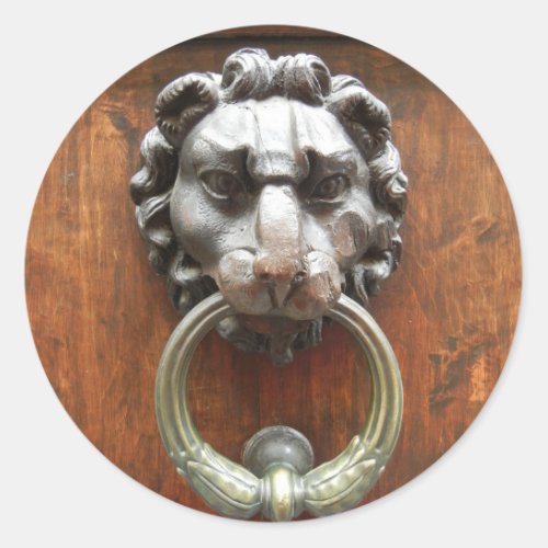 Vintage Italian Lion Door Knocker Classic Round Sticker