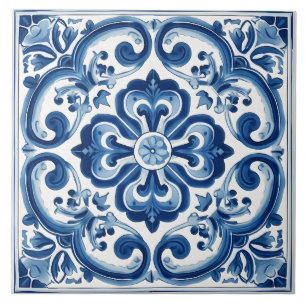 Vintage Italian Mediterranean Pattern Ceramic Tile