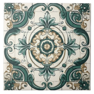 Vintage Italian Mediterranean Pattern Ceramic Tile