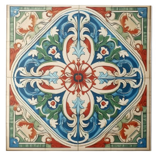 Vintage Italian Mediterranean Pattern Ceramic Tile