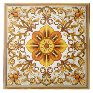 Vintage Italian Mediterranean Pattern Ceramic Tile
