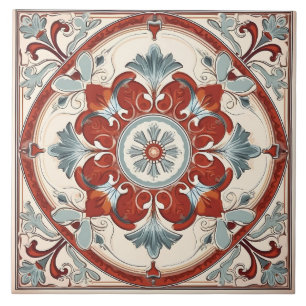 Vintage Italian Mediterranean Pattern Ceramic Tile