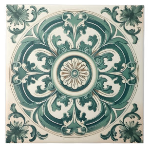 Vintage Italian Mediterranean Pattern Ceramic Tile