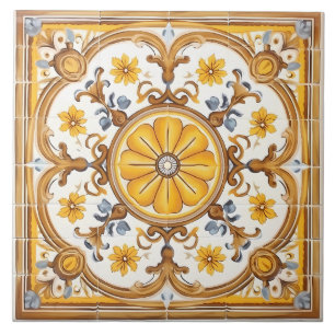 Vintage Italian Mediterranean Pattern Ceramic Tile