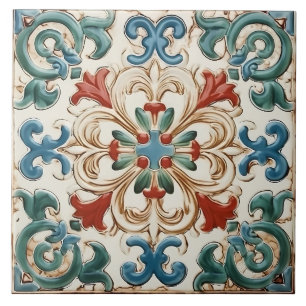 Vintage Italian Mediterranean Pattern Ceramic Tile