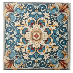 Vintage Italian Mediterranean Pattern Ceramic Tile
