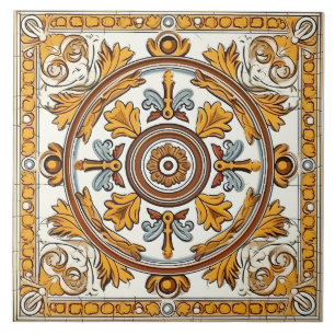 Vintage Italian Mediterranean Pattern Ceramic Tile