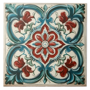 Vintage Italian Mediterranean Pattern Ceramic Tile