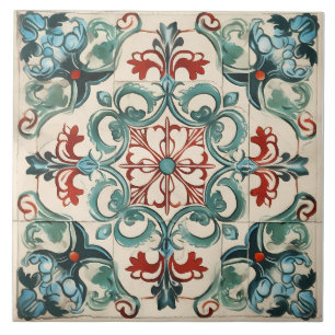 Vintage Italian Mediterranean Pattern Ceramic Tile