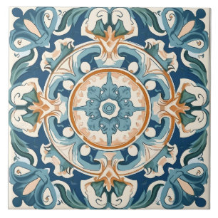 Vintage Italian Mediterranean Pattern Ceramic Tile