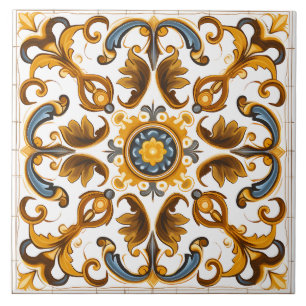 Vintage Italian Mediterranean Pattern Ceramic Tile