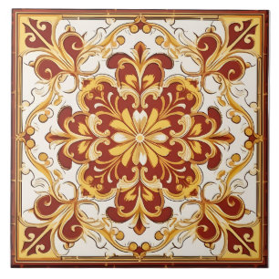 Vintage Italian Mediterranean Pattern Ceramic Tile