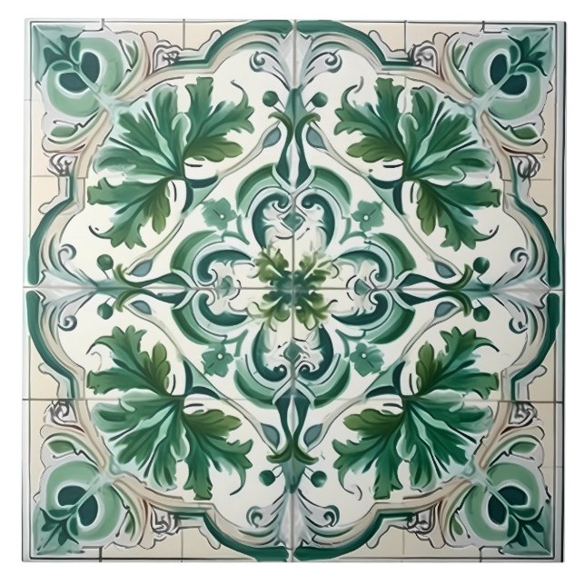 Vintage Italian Mediterranean Pattern Ceramic Tile (Front)